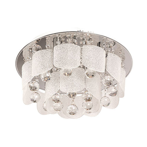 Polished Chrome with Glass & Crystals Ceiling Light