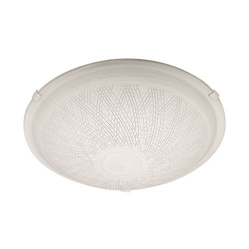 Line Patterned White Glass Ceiling Light 400mm