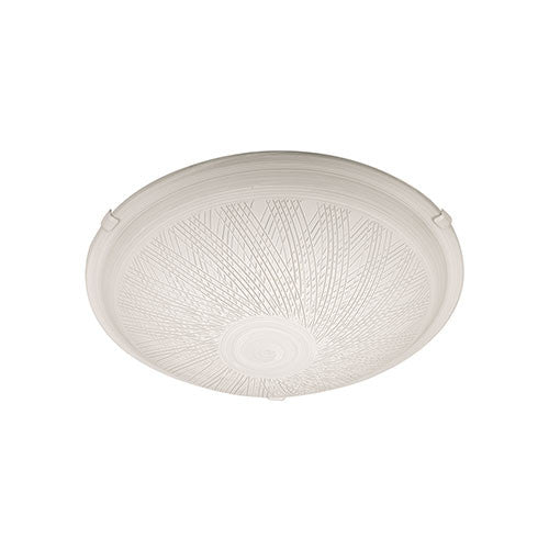 Line Patterned White Glass Ceiling Light 300mm