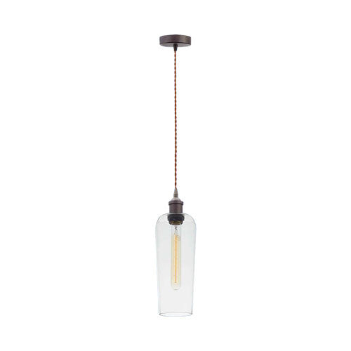 Matt Nickel Cord Pendant with Clear Glass