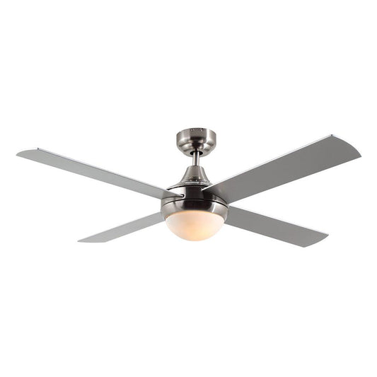 Eurolux Twister 4 Blade Ceiling Fan with Light 1200mm - Silver Black / Satin Chrome