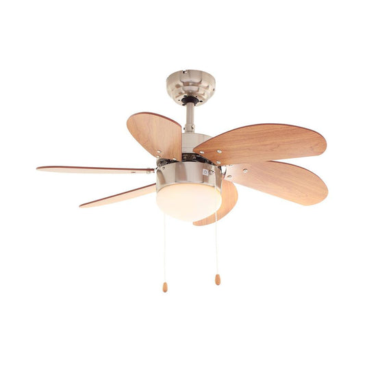 Eurolux Turbo Swirl 6 Blade Ceiling Fan with Light 760mm - Cherry Wood / Satin Chrome