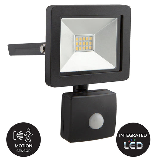 Eurolux LED Floodlight 10W With Sensor - Black