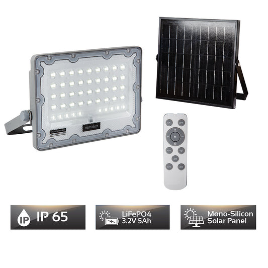 Eurolux Solar LED Floodlight 6W 6500K 400lm - Black