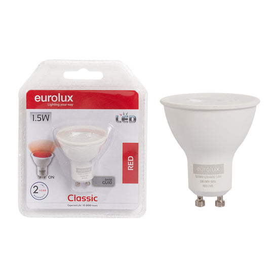 Eurolux LED Coloured Bulb GU10 1.5W 45lm Red