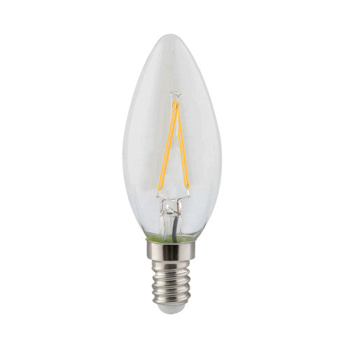 Eurolux LED Clear Filament Candle Bulb E14 2W 200lm Warm White