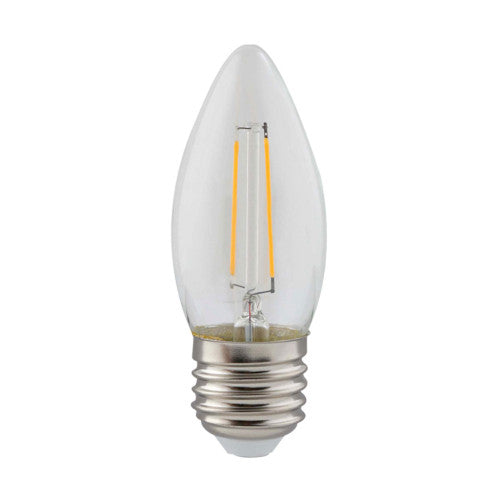 Eurolux LED Clear Filament Candle Bulb E27 2W 200lm Warm White