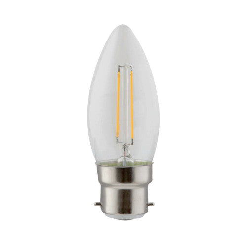 Eurolux LED Clear Filament Candle Bulb B22 2W 200lm Warm White