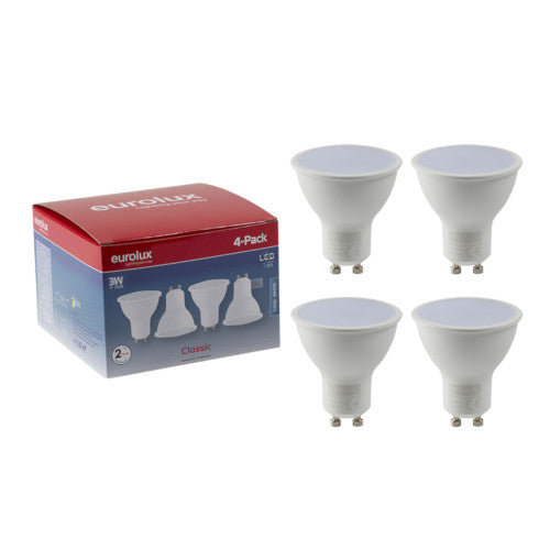 Eurolux LED Bulb GU10 3W 220lm Warm White - 4 Pack