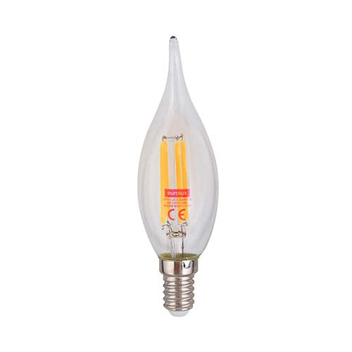 Eurolux LED Filament Flame Candle Bulb C35 E14 4W 310lm Warm White