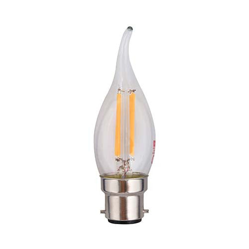 Eurolux LED Clear Filament Flame Candle Bulb B22 4W 310lm Warm White