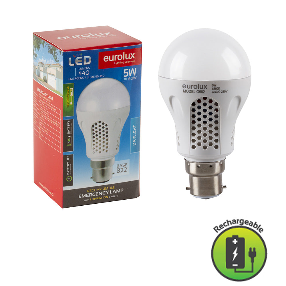 Eurolux LED Rechargeable Lamp B22 5W 300lm Daylight