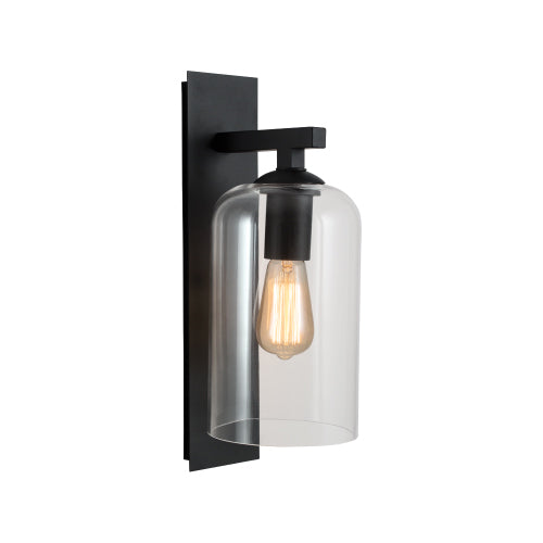 Down Facing Metal Lantern with Clear Glass - Black