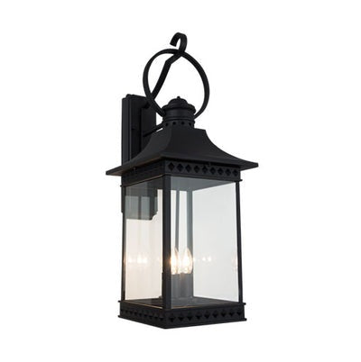 Down Facing Aluminium Lantern with Clear Glass - Black