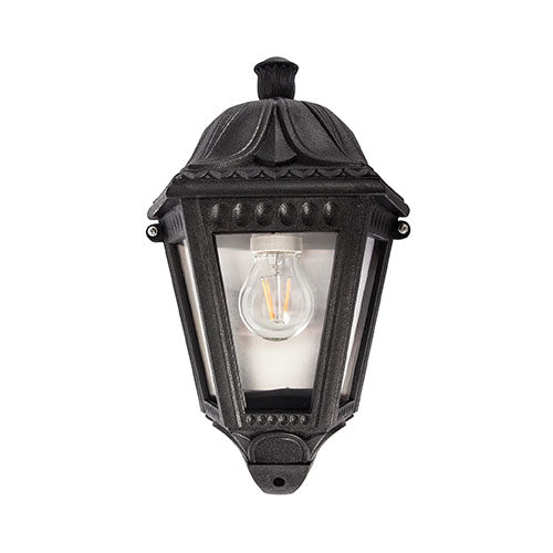 Vintage Half Lantern Wall Light - Black