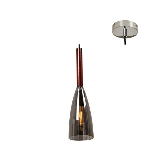 Eurolux Smokey and Dark Wood Pendant - Smokey