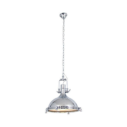 Polished Steel & Glass 1 Light Pendant