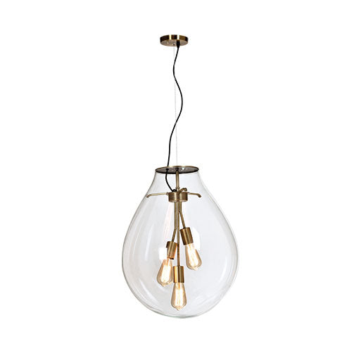 Matt Brass Pendant with Clear Glass