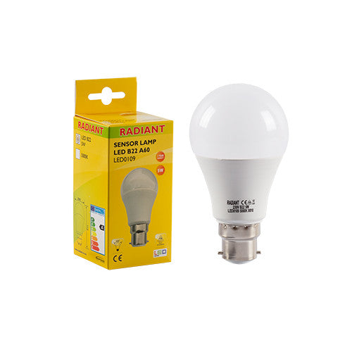 LED Bulb A60 Sensor B22 5W 5000K