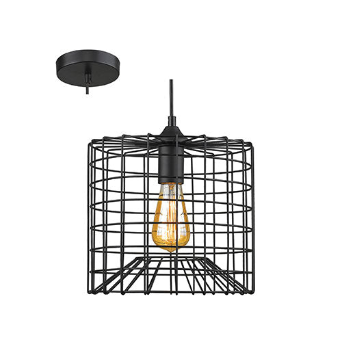 Medium Metal Pendant with Grid Shade