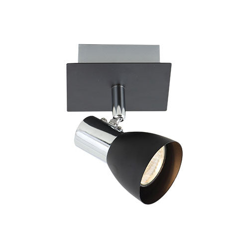 Polished Chrome & Matt Black 1 Light Spotlight