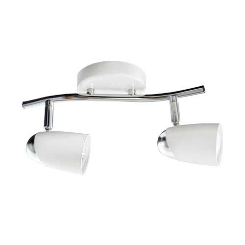 White and Polished Chrome Double Spotlight