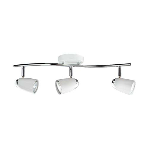 White and Polished Chrome Triple Spotlight