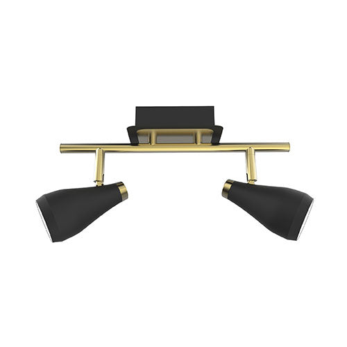 2 Light Raindrop Style Spotlight - Brass & Black