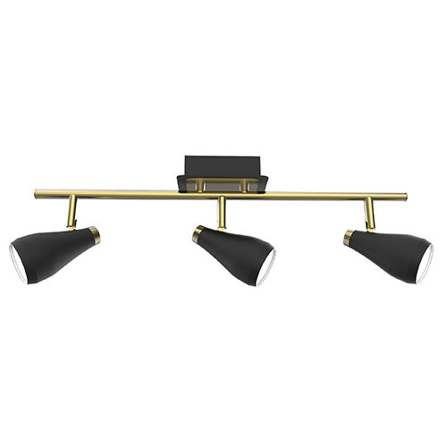 3 Light Raindrop Style Spotlight - Brass & Black