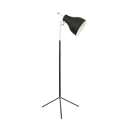 Tri Black & Chrome Floor Standing Lamp