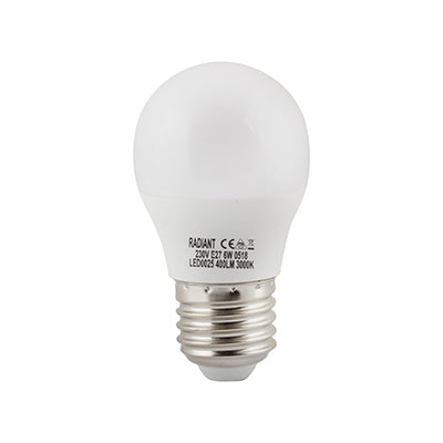 LED Golf Ball Bulb E27 6W 3000K - Frosted