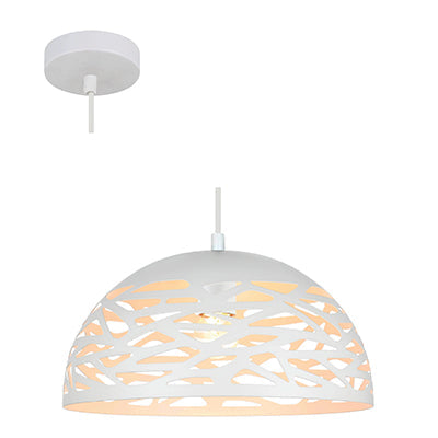 Decorative Dome 28W Metal Pendant - White