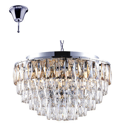 7 Light 40W Crystal Pendant - Chrome