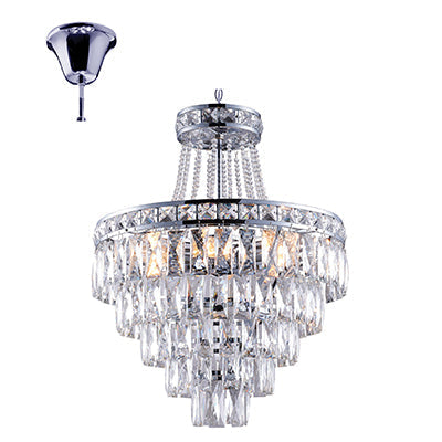 6 Light 40W Crystal Pendant - Chrome