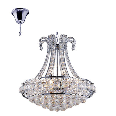 12 Light 40W Crystal Pendant - Chrome