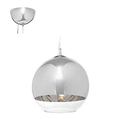 Small Gemini Dome Shaped 60W Metal Pendant - Chrome