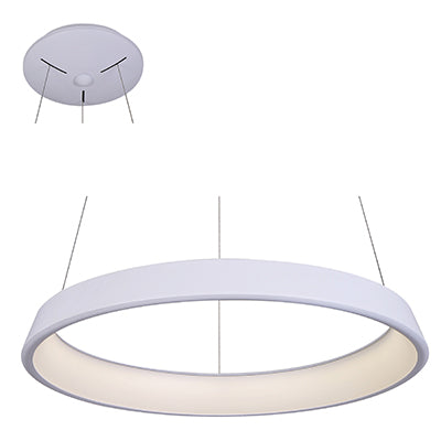 Round Drum Shaped 33W Metal Pendant - White