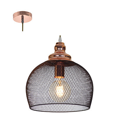 Mesh Dome Shaped 40W Metal Pendant - Matt Black