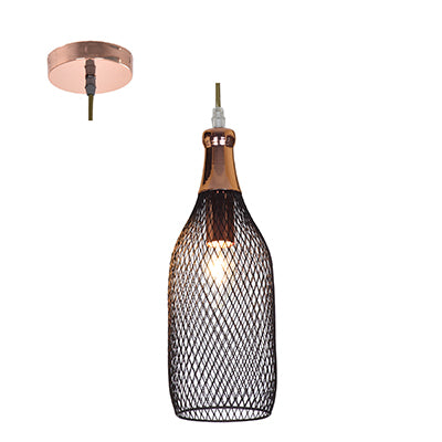 Mesh Jar Shaped 40W Metal Pendant - Matt Black