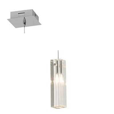 Single Glass 20W Crystal Pendant - Chrome