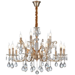 Iron, Clear Glass and Crystal Chandelier