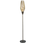 Metal Floor Lamp with Cognac Colour Glass